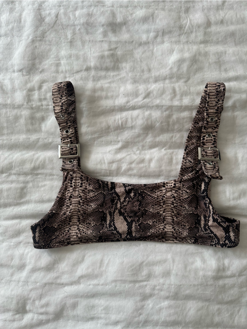 FRANKIES Snake Print Adjustable Strap Reptile Tank Top - Brown M